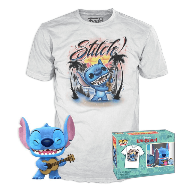 Disney: Stitch with Ukelele (Flocked) Pop and Tee