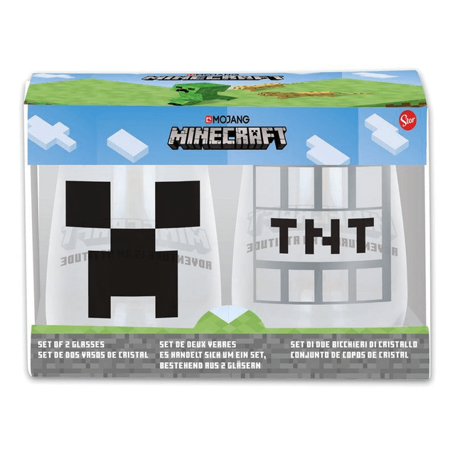 Minecraft: Creeper &amp; TNT Boxes Crystal Glasses 2-Pack